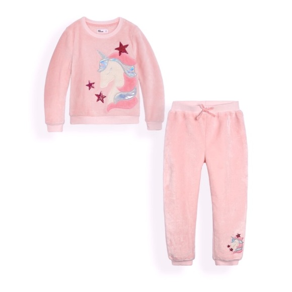 Epic Threads pink fleece unicorn track suit size 4 - Picture 2 of 8
